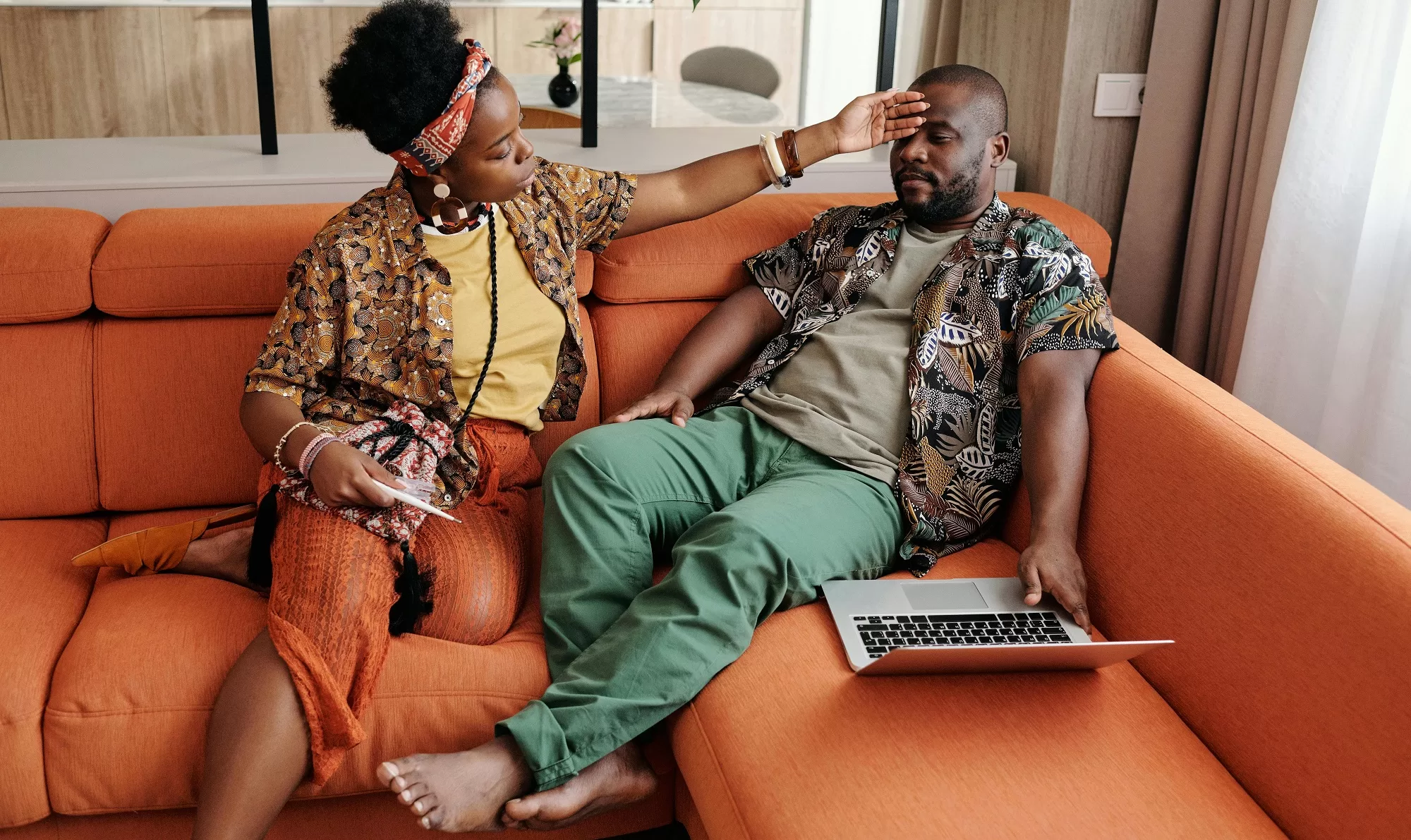 A woman caring about her partner