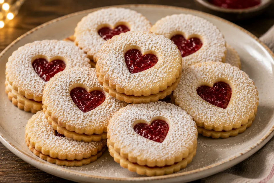 Linzer cookies with jam