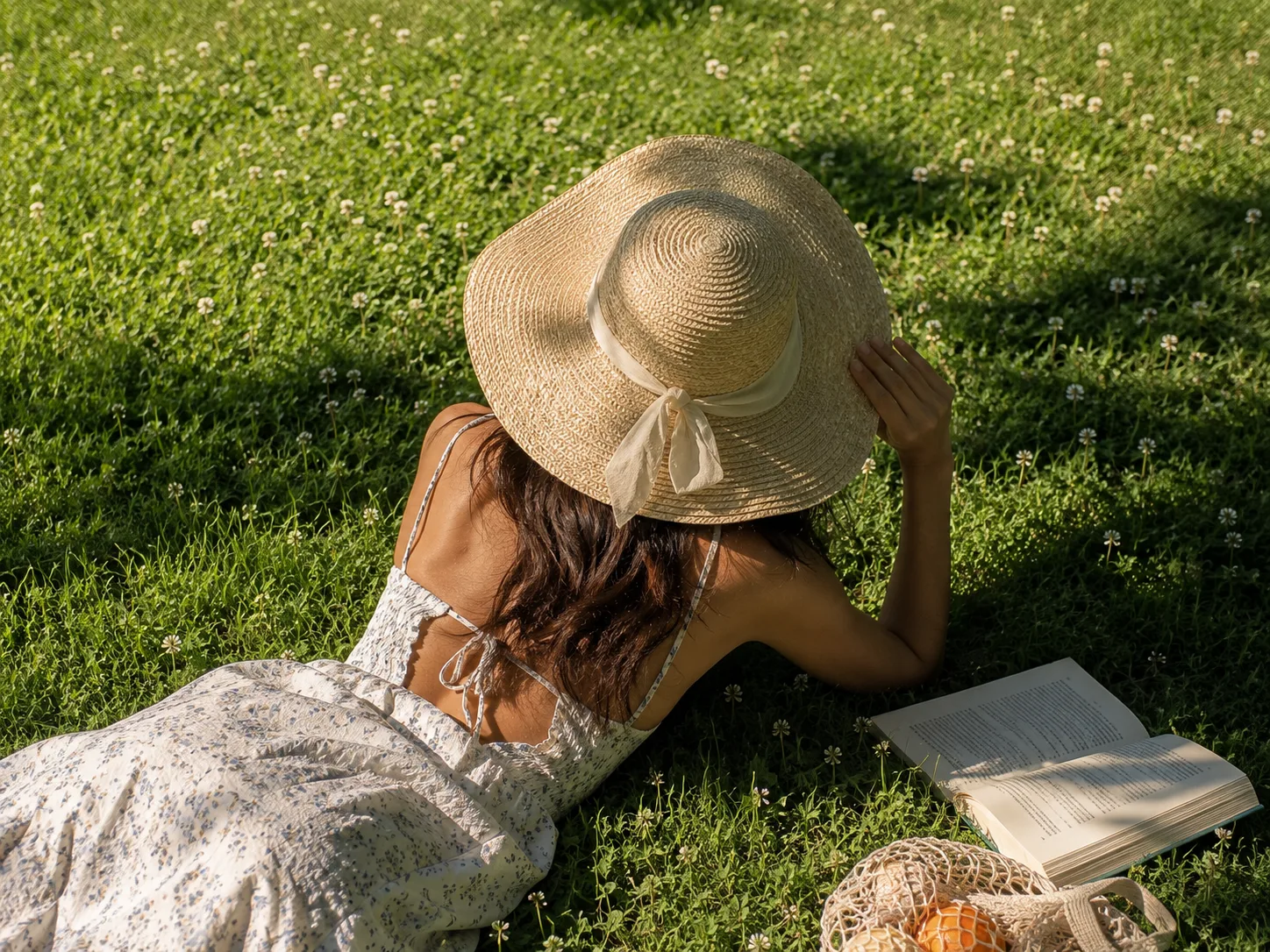 Woman laying on grass