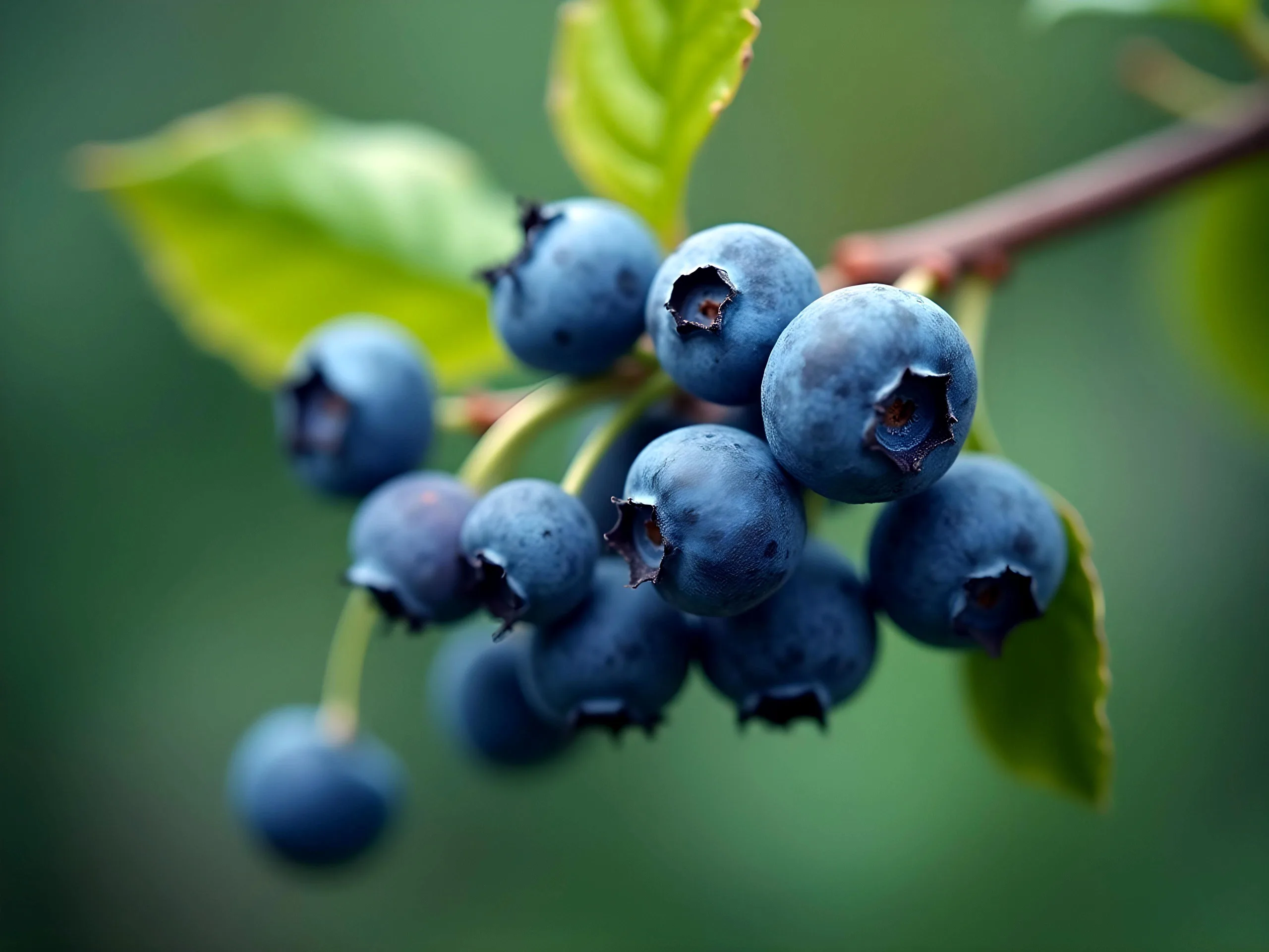 Blueberries on branch